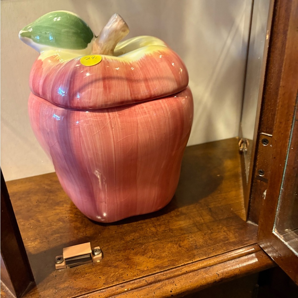 Pink Ceramic Apple Container